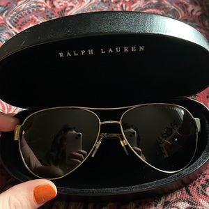 NWT Ralph Lauren Gold Frame Tortoise Aviator Sunglasses